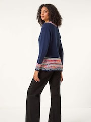 Roman Blue Nordic Print Button Detail Jumper - Image 3 of 5