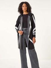 Roman Black Abstract Patterned Cardigan - Image 1 of 5
