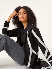 Roman Black Abstract Patterned Cardigan - Image 2 of 5
