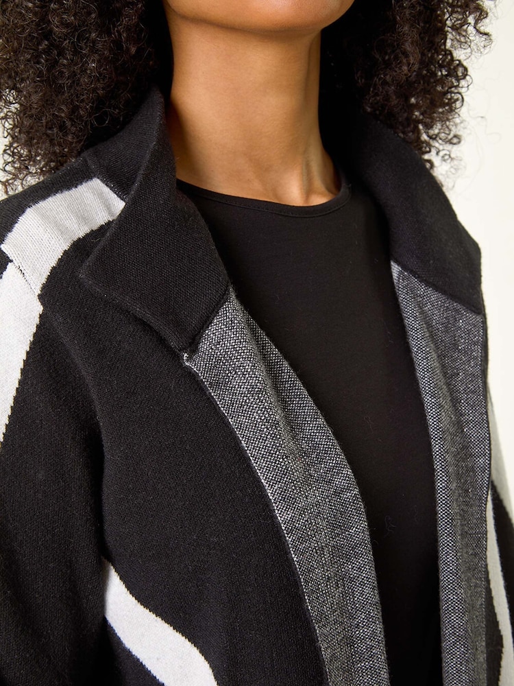 Roman Black Abstract Patterned Cardigan - Image 5 of 5