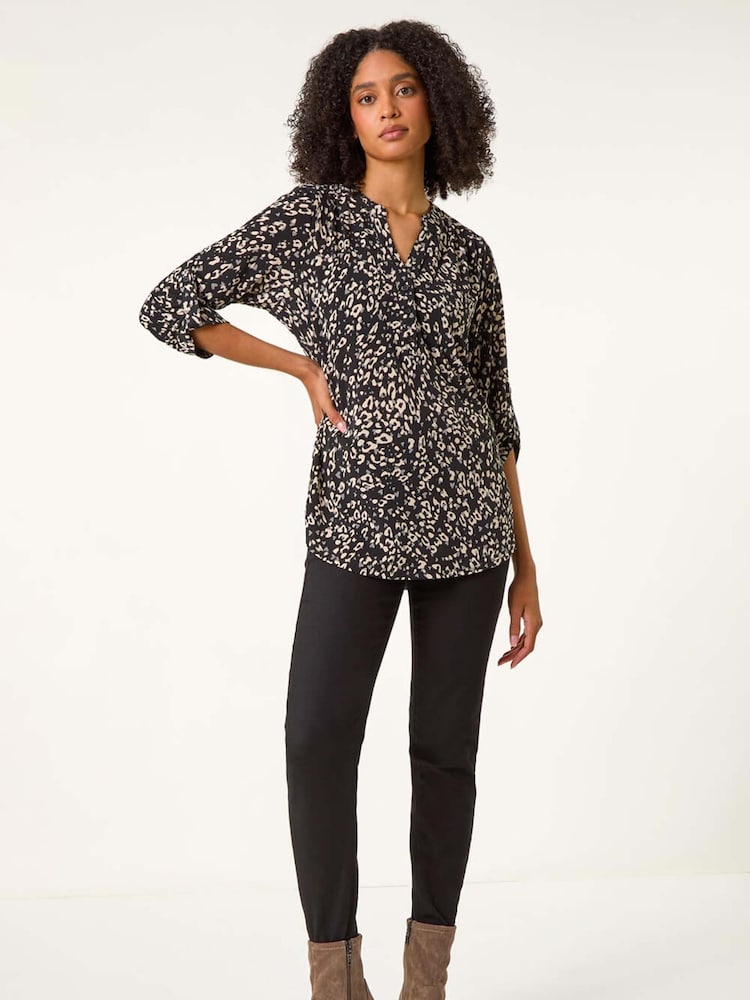 Roman Grey Stretch Animal Print Shirt - Image 1 of 6
