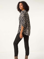Roman Grey Stretch Animal Print Shirt - Image 4 of 6