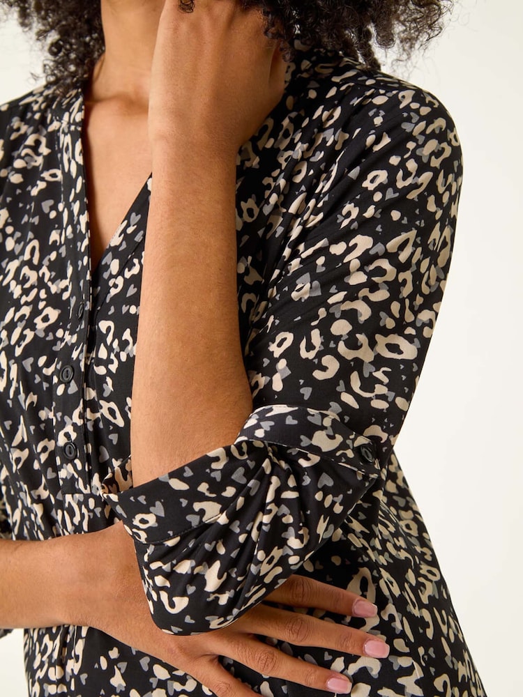 Roman Grey Stretch Animal Print Shirt - Image 6 of 6