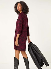 Roman Red Abstract Print A-Line Dress - Image 4 of 6