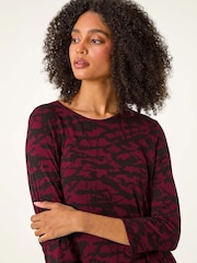 Roman Red Abstract Print A-Line Dress - Image 5 of 6