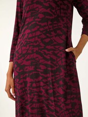 Roman Red Abstract Print A-Line Dress - Image 6 of 6