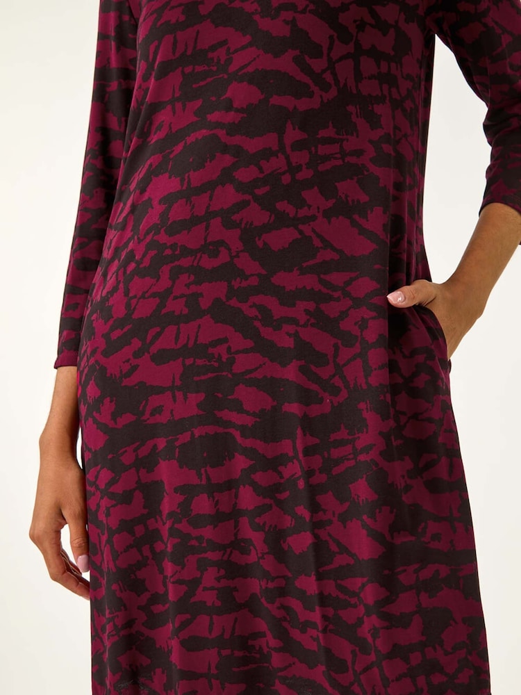 Roman Red Abstract Print A-Line Dress - Image 6 of 6