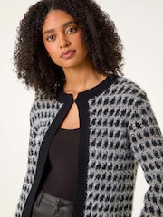 Roman Black Textured Fluffy Knit Cardigan - Image 5 of 6