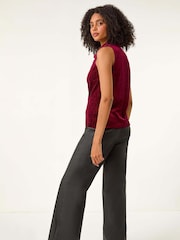Roman Glitter Velvet Cowl Neck Stretch Top - Imagen 3 de 5