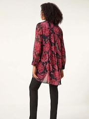 Roman Red Floral Longline Button Detail Shirt - Image 3 of 5