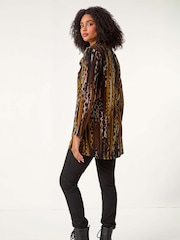 Roman Brown Animal Print Cowl Neck Tunic Top - Image 3 of 5