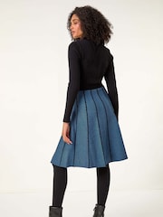Roman Blue Chevron Print Belted Jumper Dress - Image 3 of 5