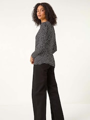 Roman Black Sweetheart Neck Polka Dot Top - Image 4 of 6