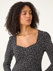 Roman Black Sweetheart Neck Polka Dot Top - Image 5 of 6