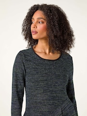 Roman Blue Glitter Hanky Hem Tunic Stretch Top - Image 5 of 6
