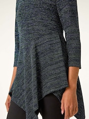 Roman Blue Glitter Hanky Hem Tunic Stretch Top - Image 6 of 6