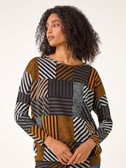 Naranja - Roman Contrast Stripe Top - Imagen 3 de 5