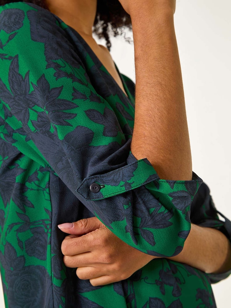 Blusa con plisado en el frente y estampado de flores de Roman - Imagen 5 de 5