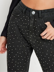 PixieGirl Petite Black All-Over Studded 100% Cotton Jeans - Image 4 of 5