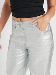 PixieGirl Petite Silver 100% Cotton Silver Wide Leg Jeans - Image 4 of 5