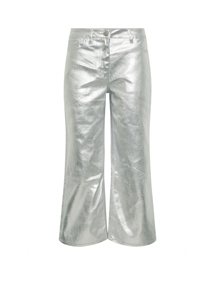 PixieGirl Petite Silver 100% Cotton Silver Wide Leg Jeans - Image 5 of 5