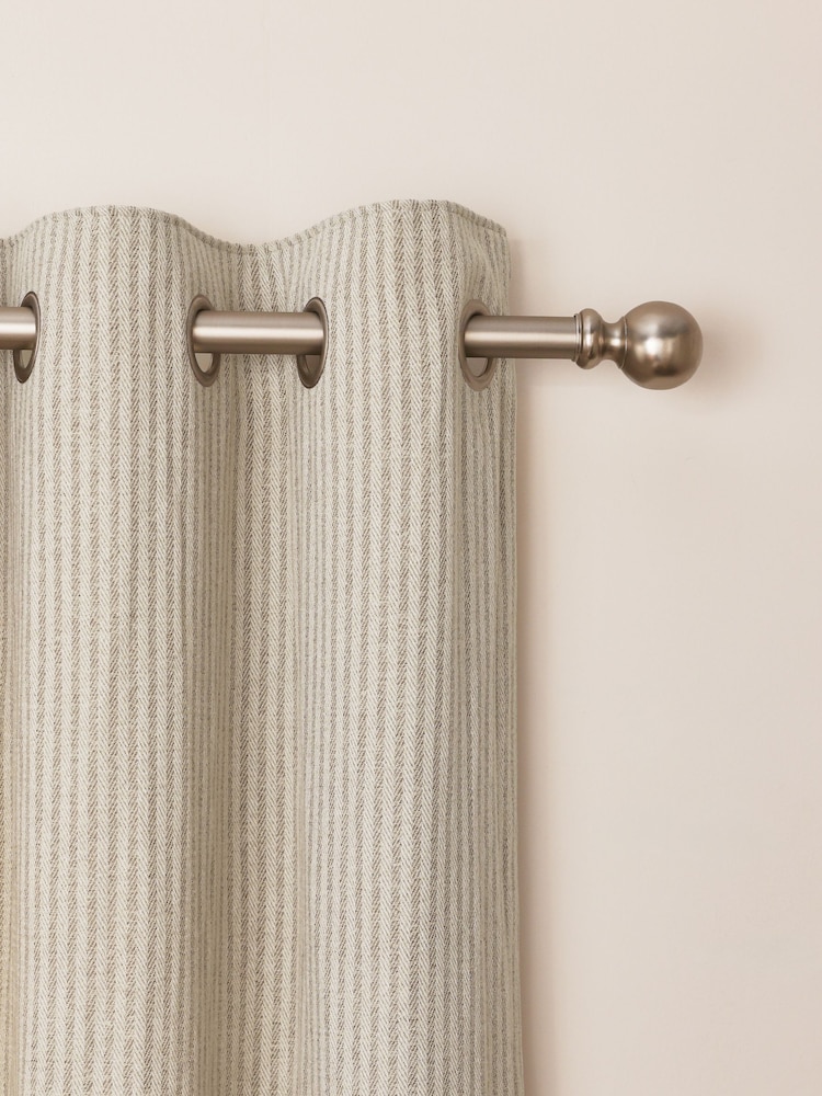 Natural Brushed Stripe Lined Eyelet Curtains - Image 1 of 5