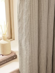 Natural Brushed Stripe Lined Eyelet Curtains - Image 4 of 5
