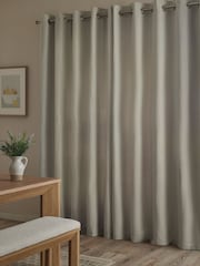 Blue Brushed Stripe Lined Eyelet Curtains - Image 2 of 5