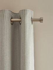 Blue Brushed Stripe Lined Eyelet Curtains - Image 4 of 5