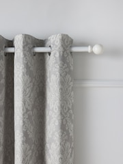 Grey Collection Luxe Damask Jacquard Eyelet Lined Curtains - Image 4 of 5