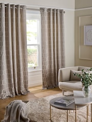 Collection Luxe Evie Geometric Jacquard Eyelet Lined Curtains - Imagem 1 de 5