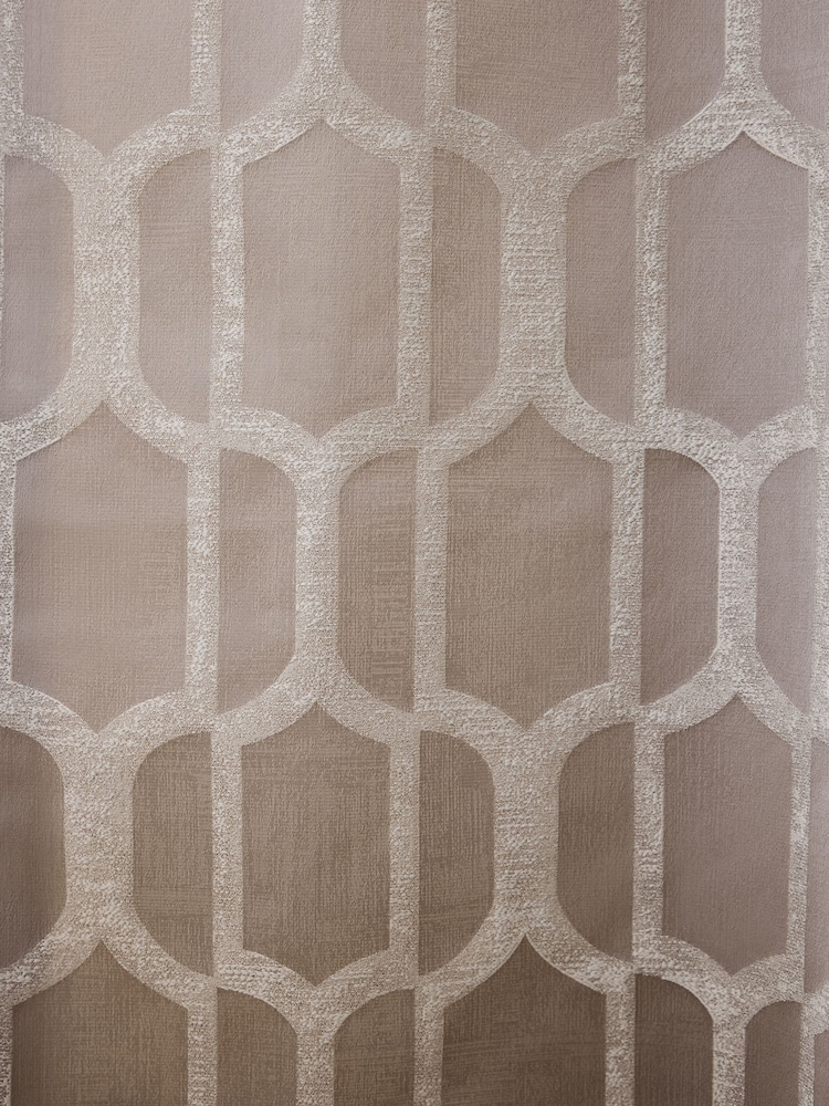 Natural/Champagne Collection Luxe Evie Geometric Jacquard Eyelet Lined Curtains - Image 4 of 4