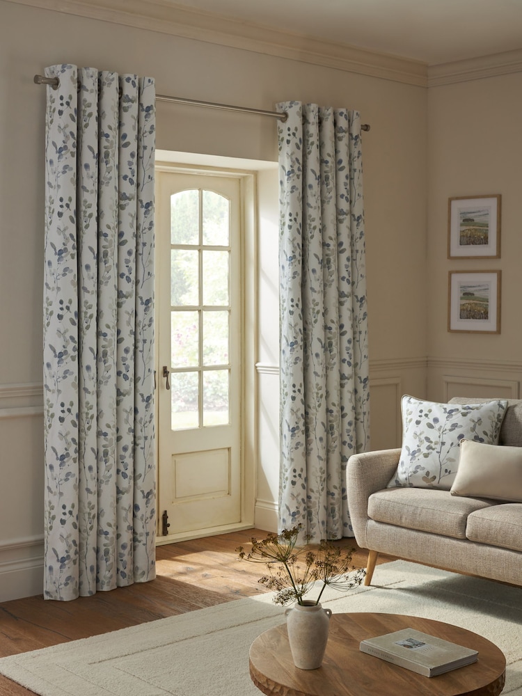 Cortinas blackout/térmicas com ilhós e estampa floral Honesty Leaf - Imagem 1 de 7