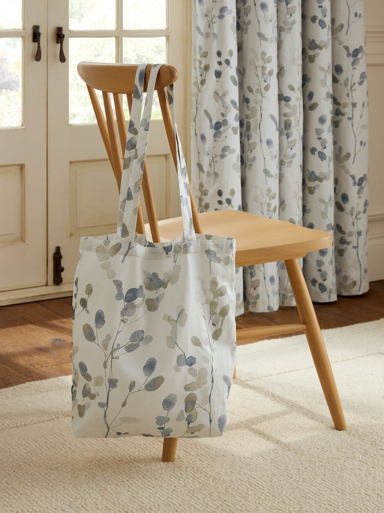 Natural/Blue Honesty Leaf Floral Print Blackout/Thermal Eyelet Curtains - Image 7 of 7 Natural/Blue Honesty Leaf Floral Print Blackout/Thermal Eyelet Curtains - Image 7 of 7