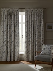 Honesty Leaf Floral Print Blackout/Thermal Pencil Pleat Curtains - Imagem 2 de 6