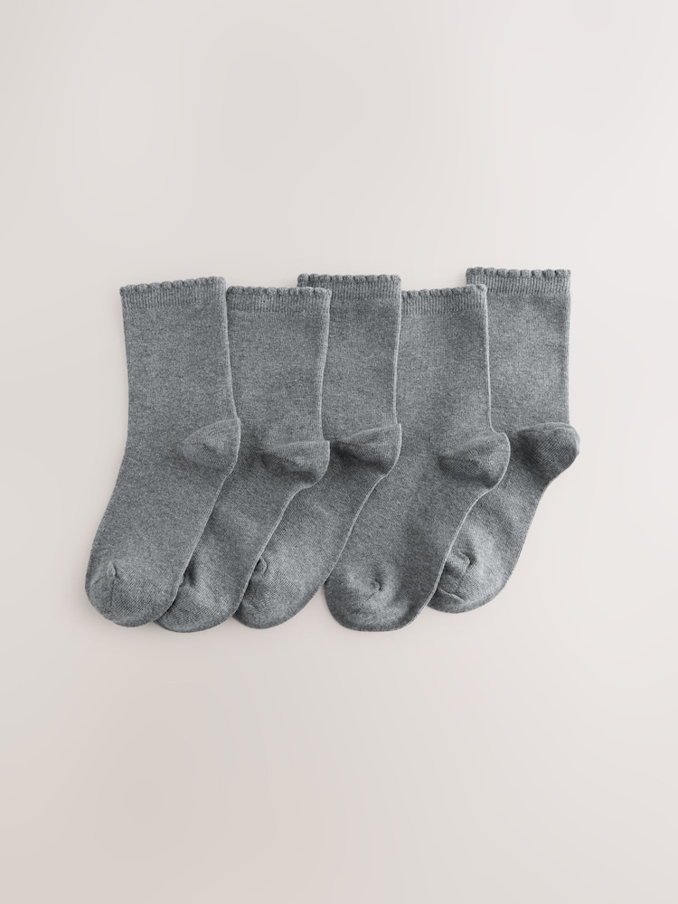 Grey 5 Pack Cotton Rich School Ankle Socks - Image 1 of 3