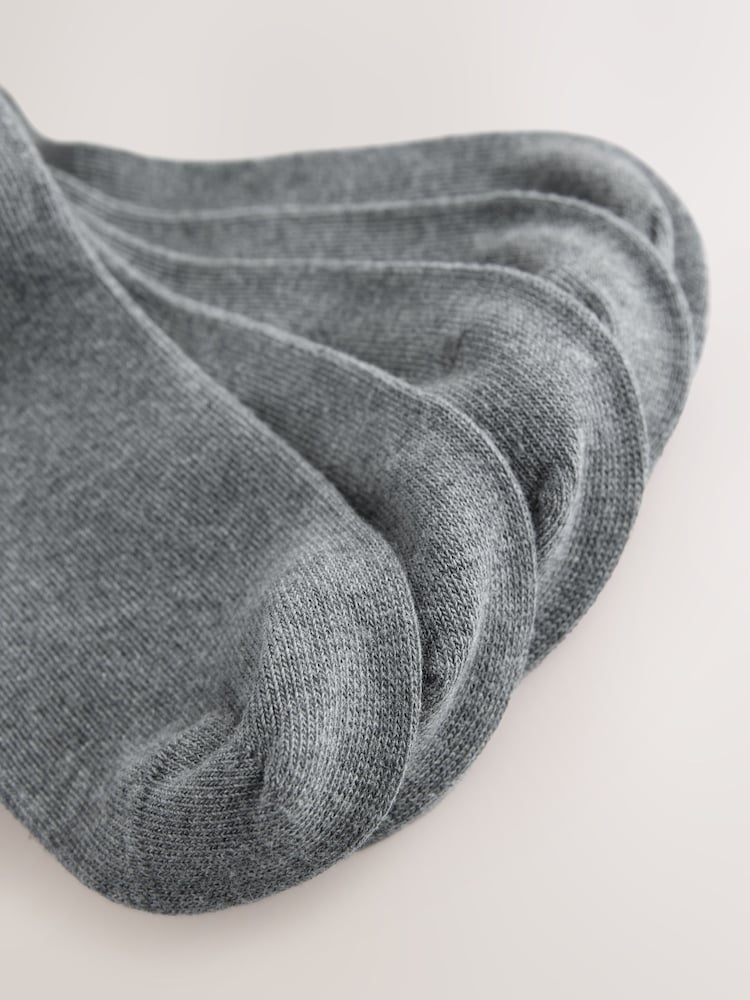 Grey 5 Pack Cotton Rich School Ankle Socks - Image 2 of 3