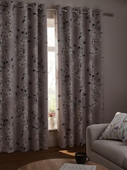Floral Linen Blend Eyelet Curtains - Imagem 2 de 5