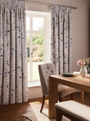 Floral Linen Blend Pencil Pleat Curtains - Imagem 1 de 5
