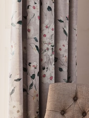 Floral Linen Blend Pencil Pleat Curtains - Imagem 3 de 5