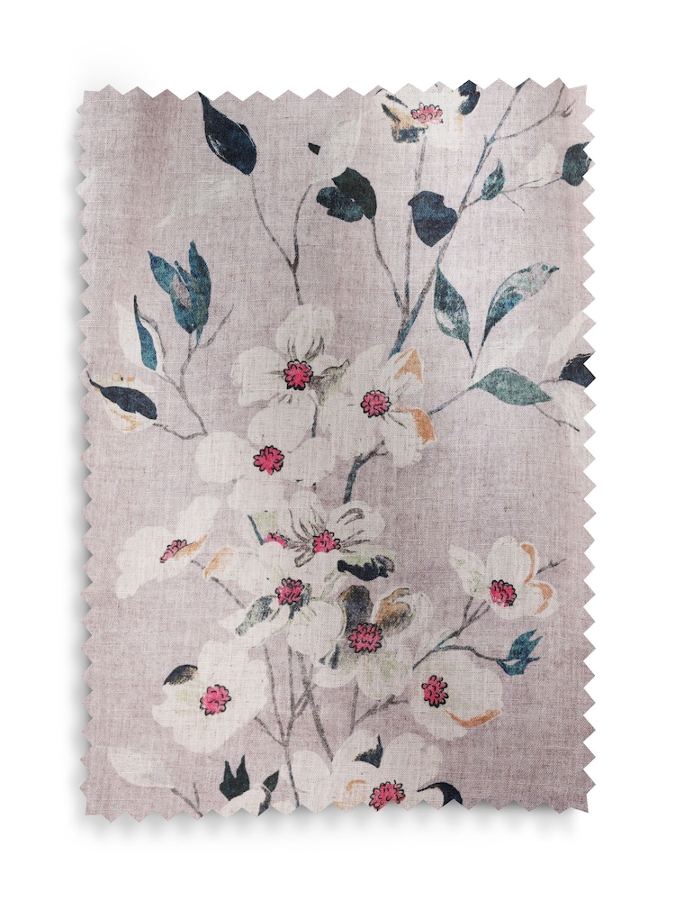 Floral Linen Blend Pencil Pleat Curtains - Imagem 5 de 5