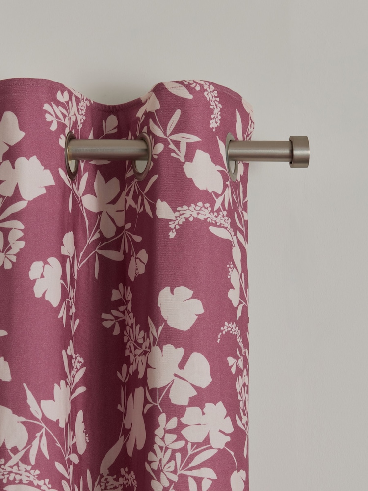 Pink Berry Floral Print Eyelet Curtains - Image 3 of 3
