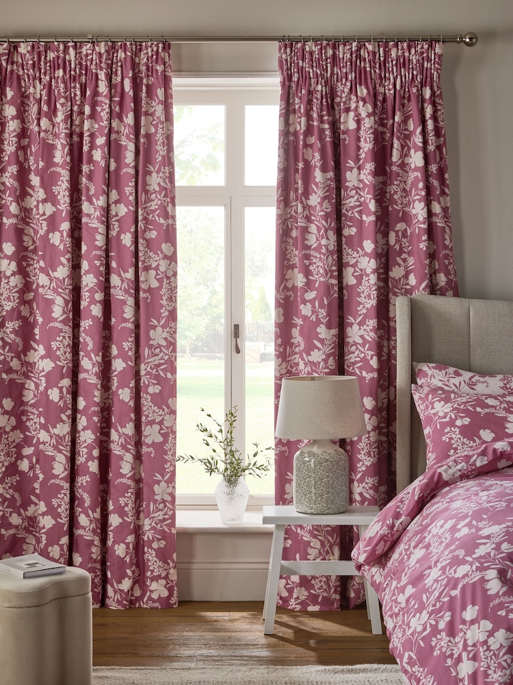 Berry Floral Print Pencil Pleat Curtains - Imagen 1 de 7