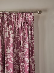 Pink Berry Floral Print Pencil Pleat Curtains - Image 3 of 3