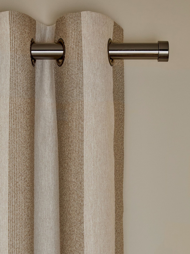 Natural Block Woven Stripe Eyelet Eyelet Curtains - Image 1 of 5 Natural Block Woven Stripe Eyelet Eyelet Curtains - Image 1 of 5
