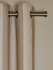 Natural Block Woven Stripe Lined Eyelet Curtains - Image 4 of 5