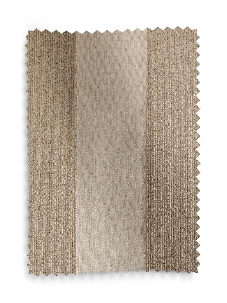 Natural Block Woven Stripe Lined Eyelet Curtains - Image 5 of 5