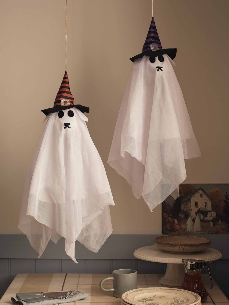 Lights4fun Set of 2 White LED Hanging Halloween Ghost Dogs - Image 3 of 3 Lights4fun Set of 2 White LED Hanging Halloween Ghost Dogs - Image 3 of 3