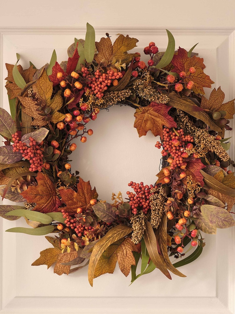 Lights4fun Copper Prelit Autumnal Wreath - Image 2 of 4 Lights4fun Copper Prelit Autumnal Wreath - Image 2 of 4