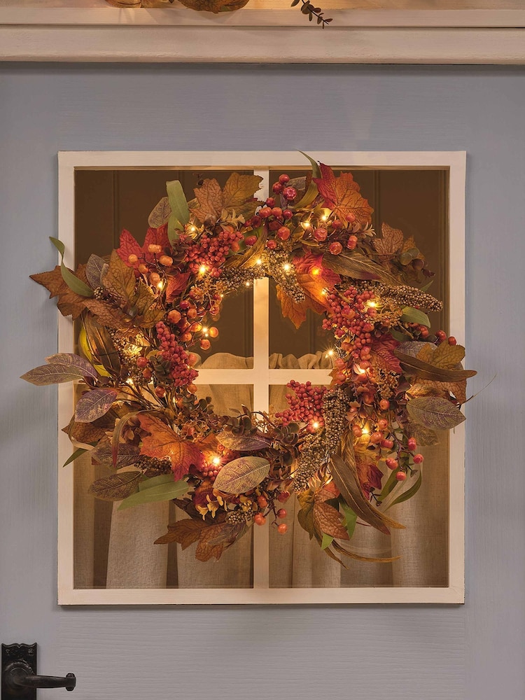 Lights4fun Copper Prelit Autumnal Wreath - Image 4 of 4 Lights4fun Copper Prelit Autumnal Wreath - Image 4 of 4